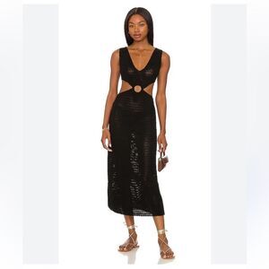 DEVON WINDSOR Sonya dress Black crochet Cut-Out Midi Revolve S